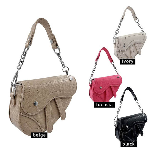 FASHNZFAB Mini Saddle Crossbody Bag Black One Size 4