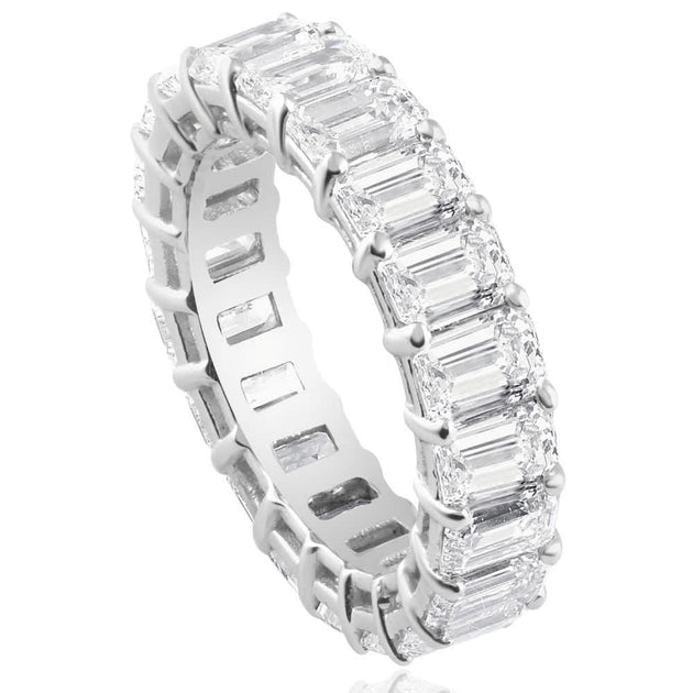 Pompeii3 6Ct Emerald Cut Diamond Eternity Ring White Gold US 9 5