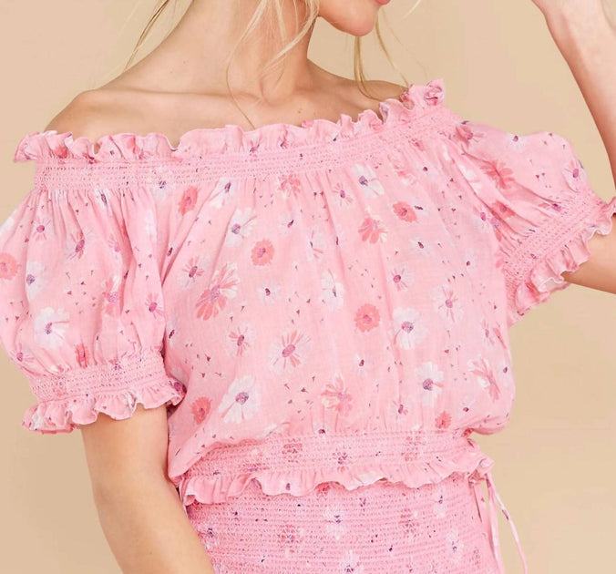 LoveShackFancy Rosalinda Crop Top Pink Small 3