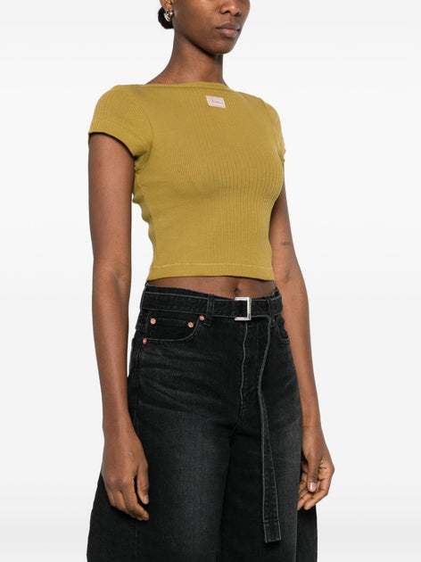 Jean Paul Gaultier Ribbed Crop Top Yellow Medium 4