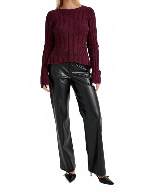 LE LIS Tie Back Knit Sweater Red Medium 2