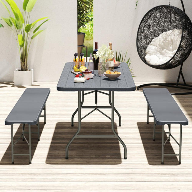 Hivvago 6 Feet Folding Table Brown 4