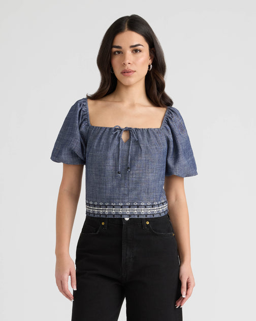 NVLT Embroidered Top Blue Medium 2