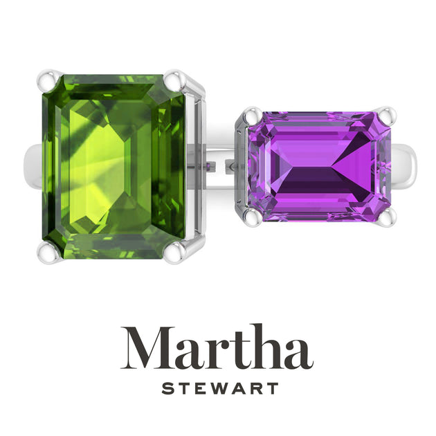 Martha Stewart Two Stone Gemstone Ring Blue US 6 3