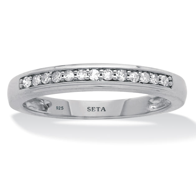 Palm .13 TCW Diamond Sterling Silver Wedding Ring Silver US 9 2