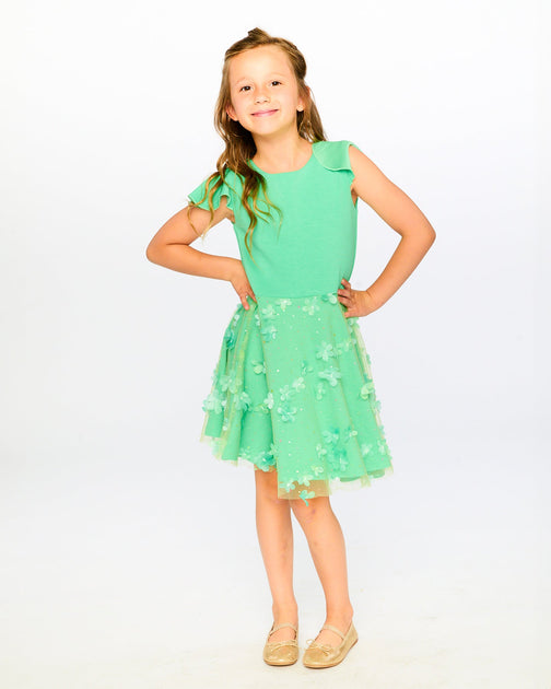 Deux par Deux Bi-Material Dress Mint Green 2T 3