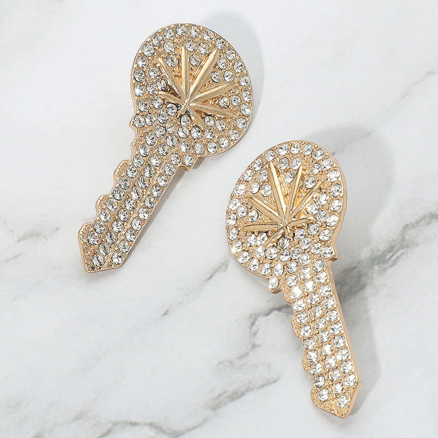 FASHNZFAB Leaf Key Earrings Silver 4