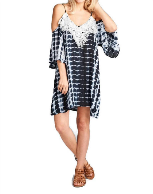 Velzera Tie Dye Fringe Mini Dress Blue Small 3