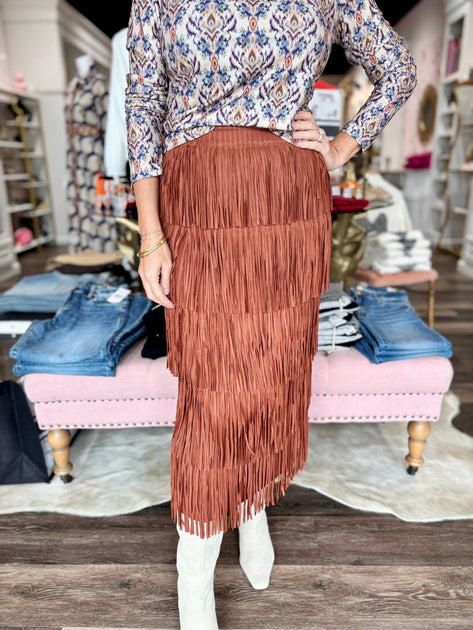 Anonyme Fringes Skirt Red Medium 2