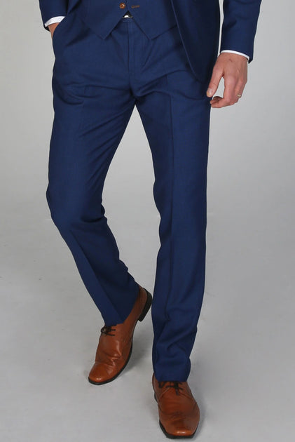 Paul Andrew Mayfair Plain Formal Trousers Blue 36 2