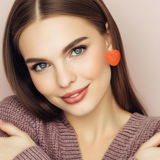FASHNZFAB Heart Stud Earrings Pink 6