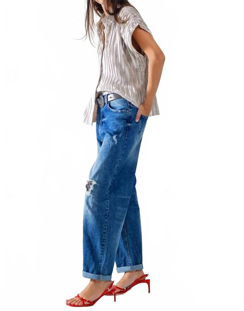 Q2 Distressed Straight Leg Jeans Blue XSmall 3