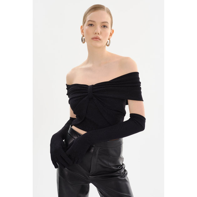 Lamarque Camelia Lurex Knit Top Black Medium 3