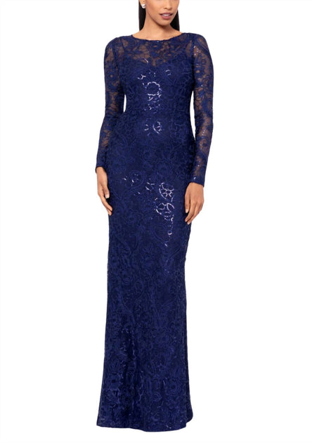 Betsy & Adam Cecelia Gown Dress Blue US 4 2