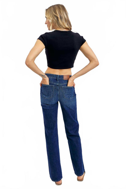 Judy Blue Mid Rise Tummy Control Classic Straight Leg Jean Multi 29 3