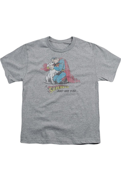 Gildan Superman And His Dog Youth Tee Grey Large 2