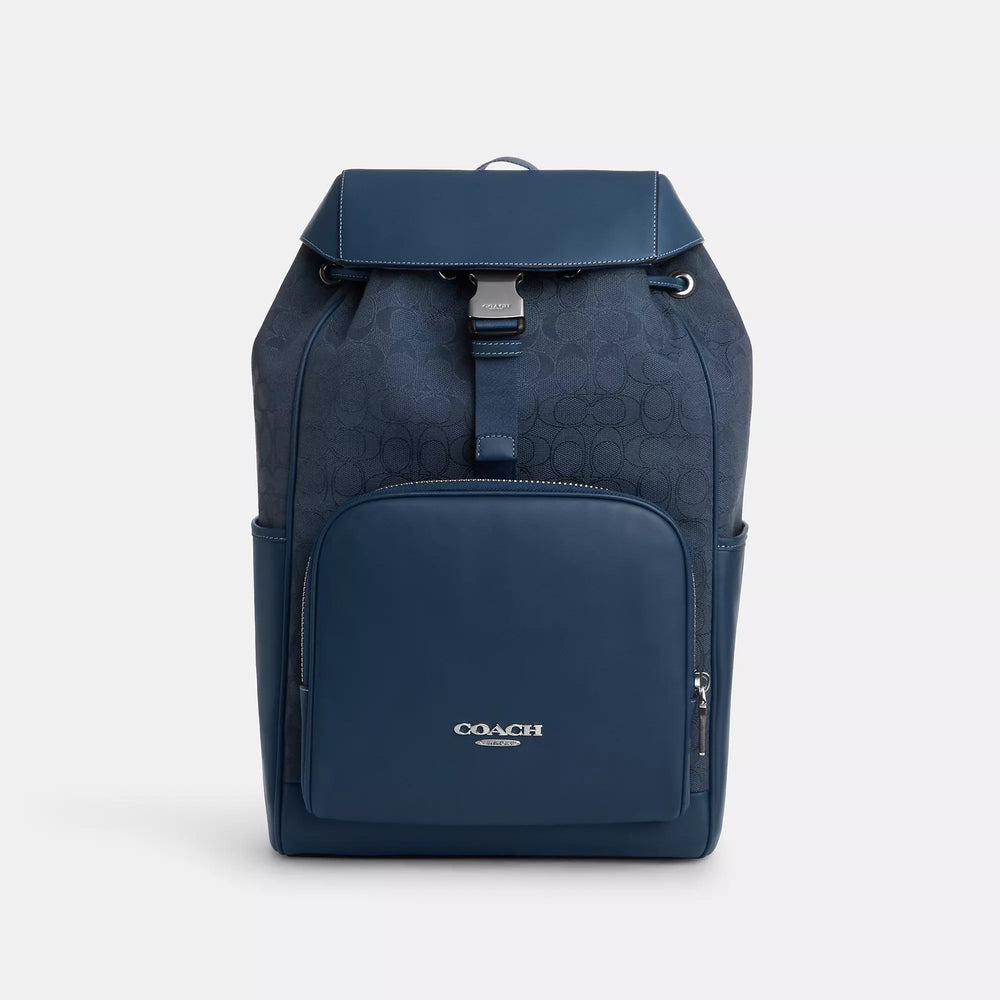 coach backpack with laptop sleeve Coach Outlet Racer Backpack In Signature Jacquard