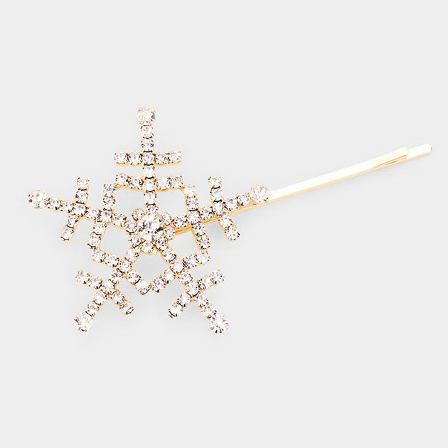 FASHNZFAB Bubble Stone Snowflake Hair Bobby Pin Silver 6