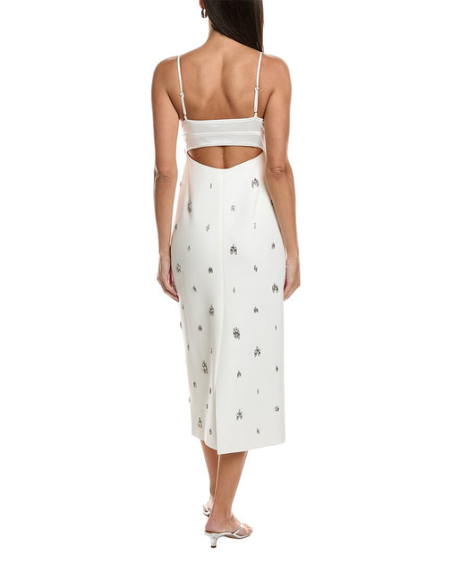 alc alana embellished midi dress The Alana dress offers a unique take on festive embellishment. Pair it with metallic heels and a sleek clutch for an elegant dinner or holiday soire.,