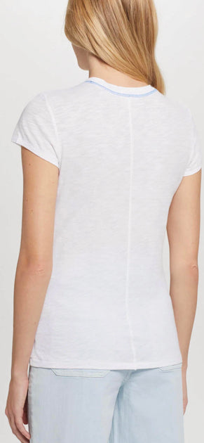 GOLDIE Contrast Stitch Ringer Tee White Small 3