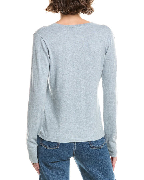 Forte Cashmere Split Neck Sweater Grey Small 3