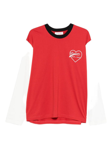 Lanvin Long-Sleeved Cotton T-Shirt Red Medium 2