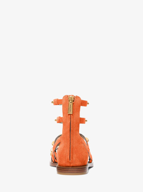 Michael Kors Noa Studded Suede Gladiator Sandal Orange US 6 2