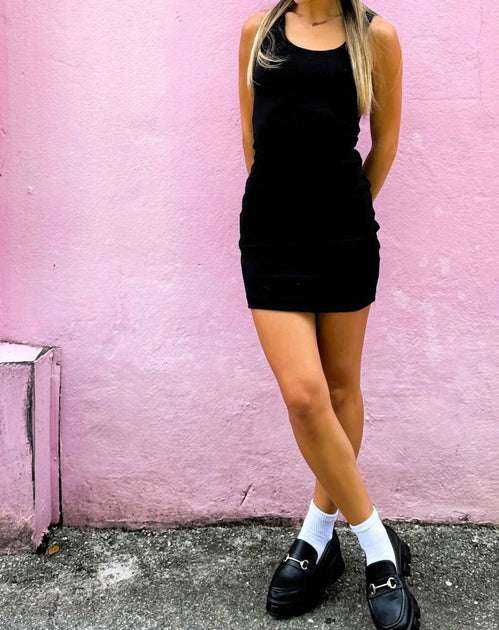 SIGNATURE8 Forever Favorite Rib Mini Dress Black Medium 2