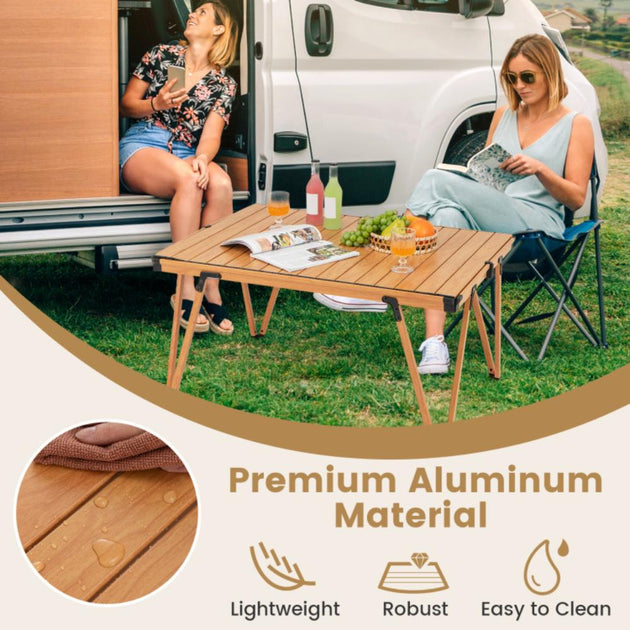 Hivvago Folding Camping Table Brown 5