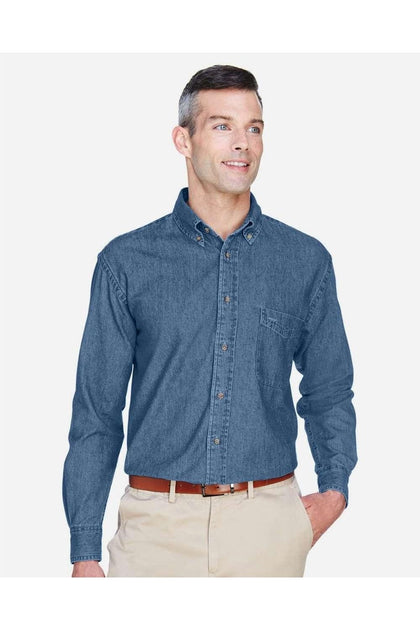Harriton Long Sleeve Denim Shirt Blue Large 4