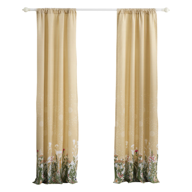 Rideaux Hivvago 84 Pouces, Tissu Microfibre Beige, Motif Fleurs Sauvages 2