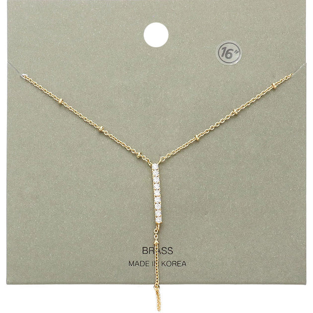 FASHNZFAB Bar Pendant Y Necklace Silver 5