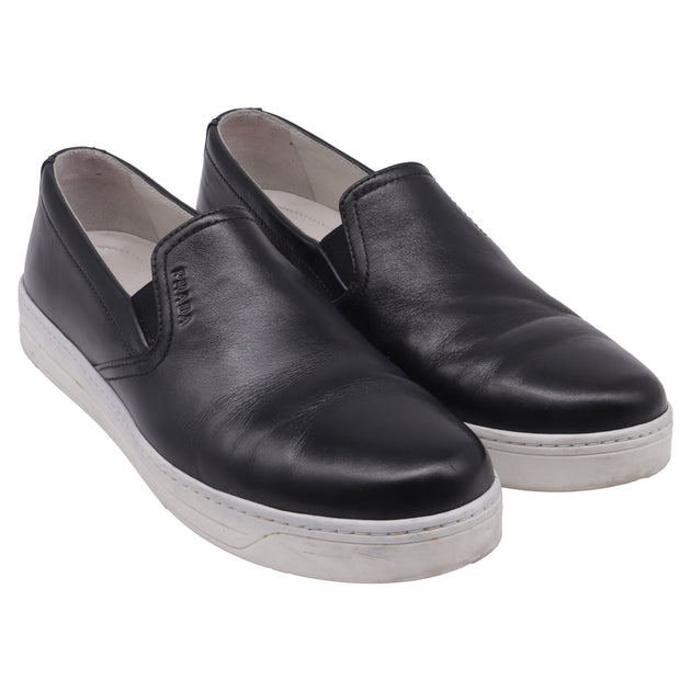 Prada Sport Slip-on Sneakers In Black Leather | ShopSimon
