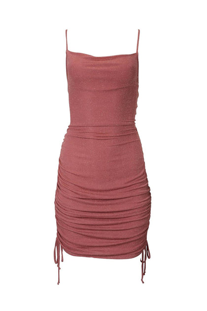 By Together Ruched Lurex Stretch-Jersey Mini Dress Red Medium 2