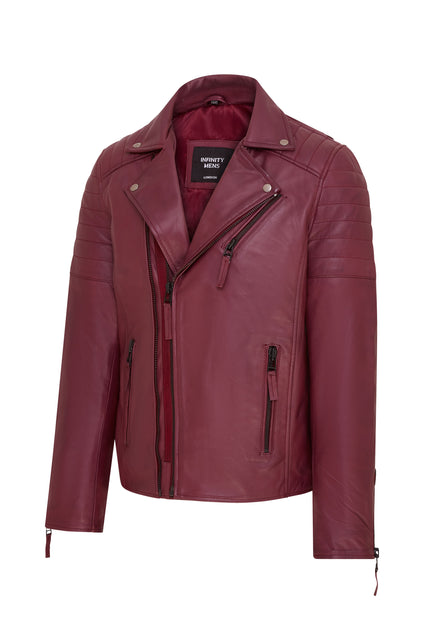 Infinity Brando Double Cross Zip Leather Biker Jacket Brown Small 4