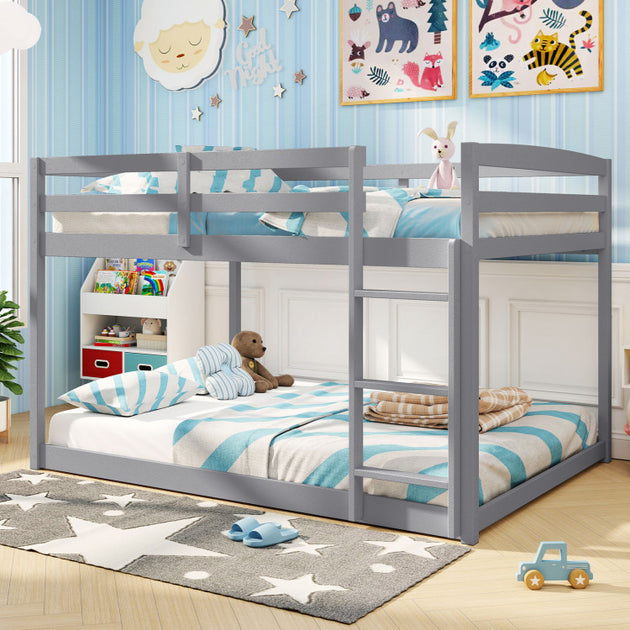Hivvago Full Over Full Bunk Bed Grey/White 4