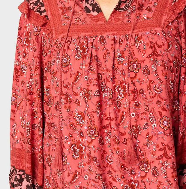 Gibsonlook Harvest Moon Border Print Blouse Pink XS 3