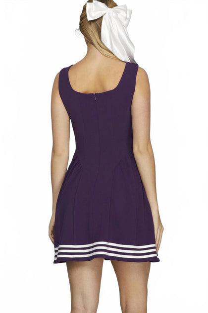 SHE + SKY Game Day Robe Mini Sans Manches Col Carré Purple Small 3