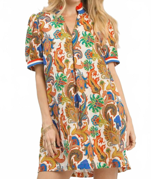 umgee Jacquard Abstract Print Mini Dress Multi Medium 4