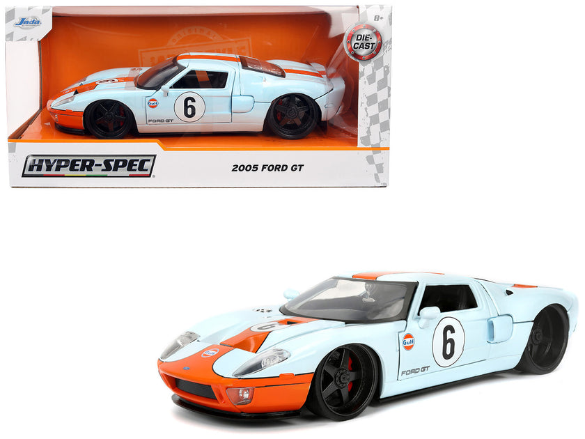 Jada 2005 Ford GT #6 Gulf Oil Hellblau Orange 1/24 Modellauto 2