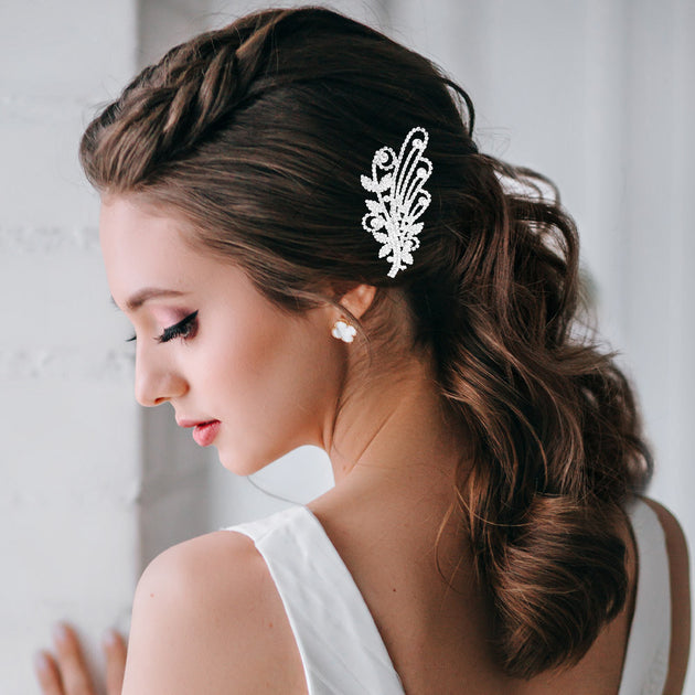 FASHNZFAB Round Stone Accented Hair Comb Brown 3