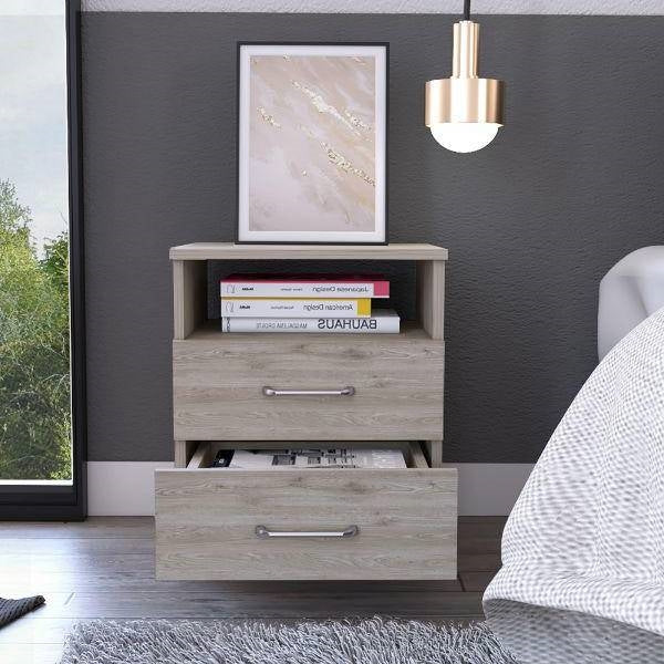 Hivvago 2-Drawer Nightstand Beige 5