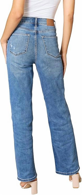 Judy Blue High Rise Control Top 90s Straight Jeans Blue 27 4
