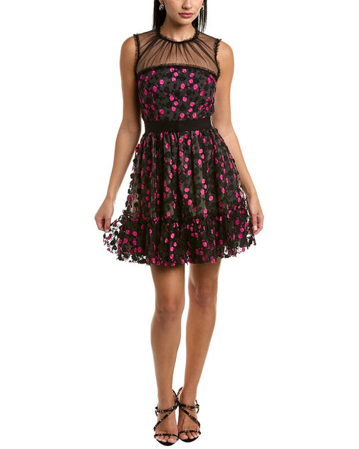 Zac Posen Besticktes Tüll Cocktailkleid Multi US 0 2