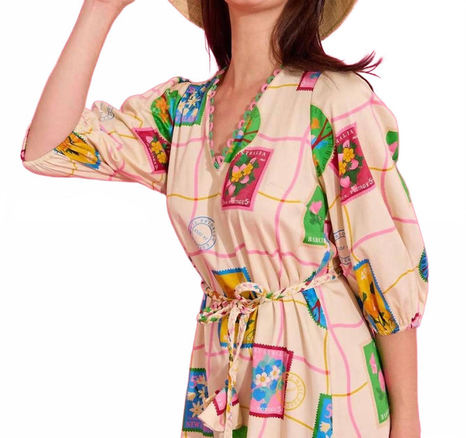 Alden Adair Lizzie Postcard Dress Multi XSmall 4