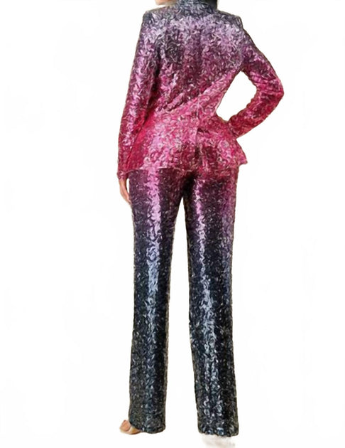 THE SANG Sequin Ombre Blazer Pink Small 3