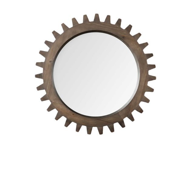Hivvago 26-inch Round Wood Frame Wall Mirror Brown 4