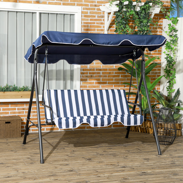 Hivvago 3-Seat Outdoor Patio Swing Dark Blue 5