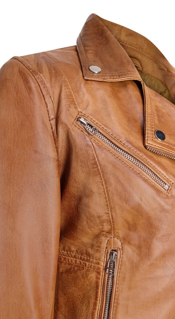 TruClothing Brando Biker Leather Jacket Brown Small 4