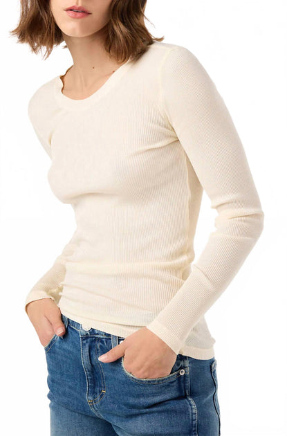 AMO Swoon Long Sleeve Top Beige Large 3
